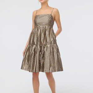 J.Crew Factory Size 4 Party Dress | Black and Gold Gingham